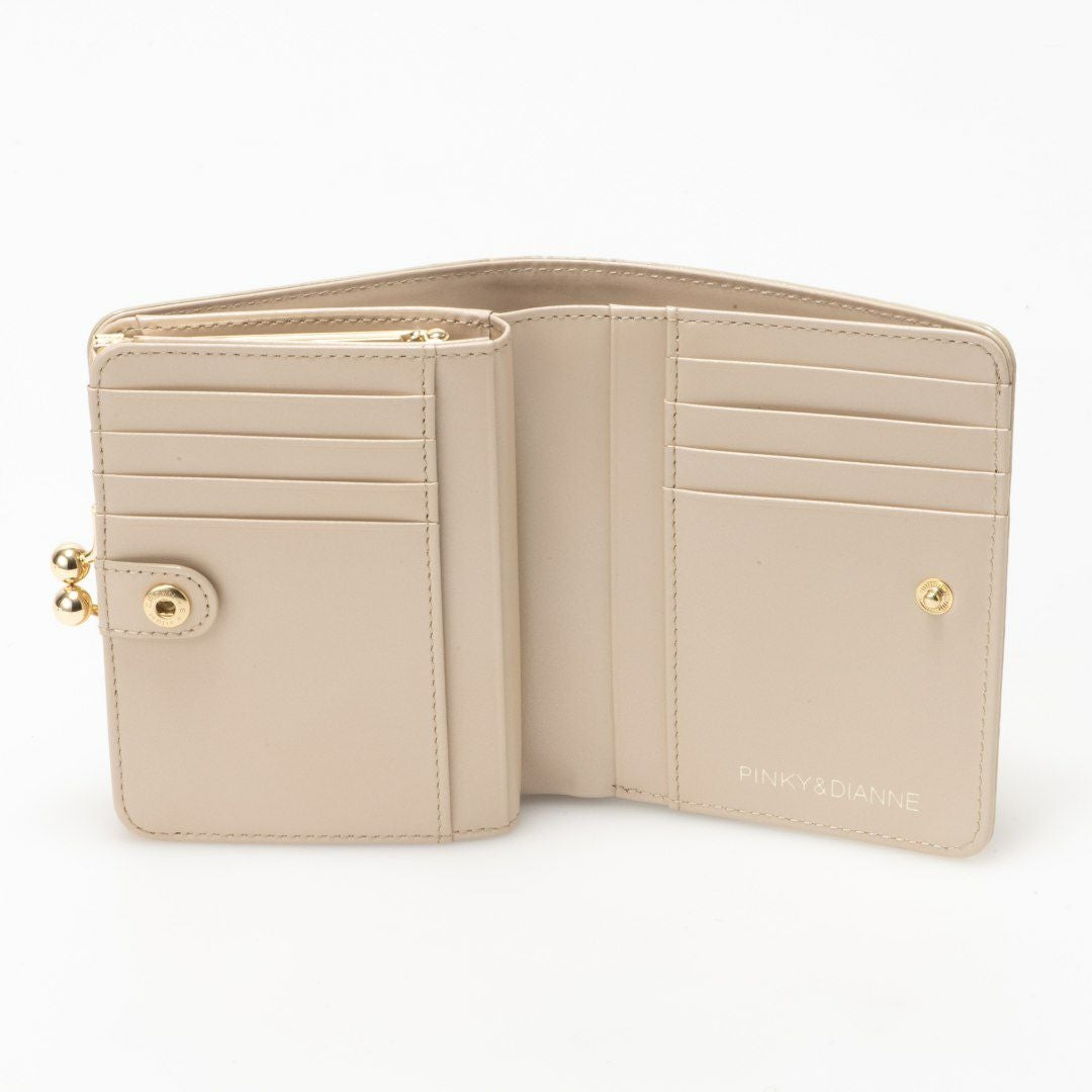 PINKY&DIANNEイタリアンクロコ  口金折り財布 ベージュ