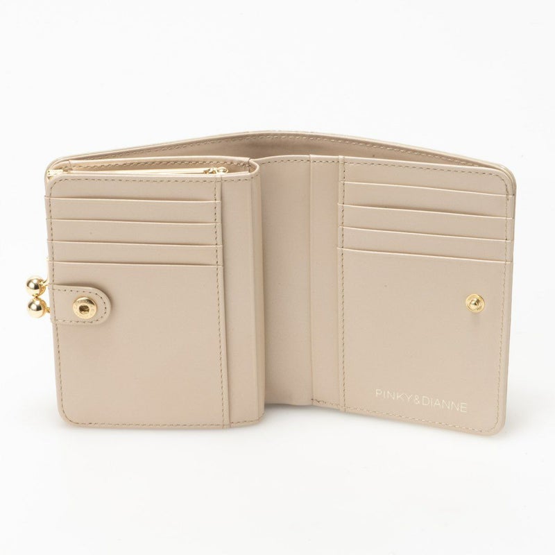 PINKY&DIANNEイタリアンクロコ  口金折り財布 ベージュ
