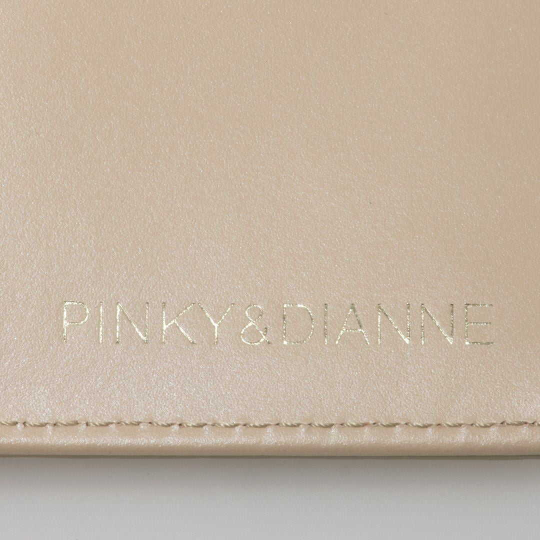 PINKY&DIANNEイタリアンクロコ  口金折り財布 ベージュ
