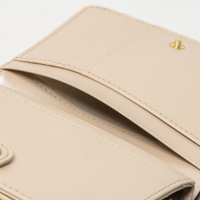 PINKY&DIANNEイタリアンクロコ  口金折り財布 ベージュ