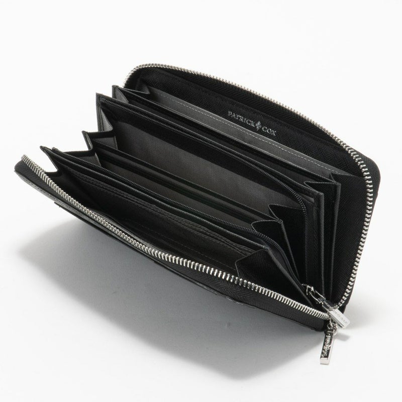 PATRICK COXカラフルメゾン ラウンドファスナー長財布 ブラック
