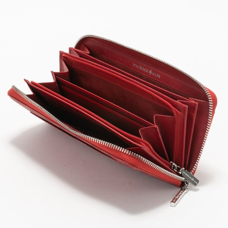 PATRICK COXカラフルメゾン ラウンドファスナー長財布 レッド