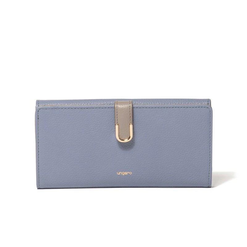 U by ungaroシルヴィー 外ポケット二つ折り長財布 ブルー