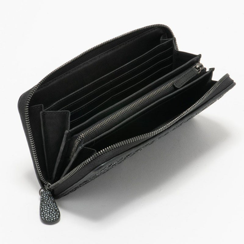 NOMADOI ガルーシャメッシュ ラウンドファスナー長財布 ブラック