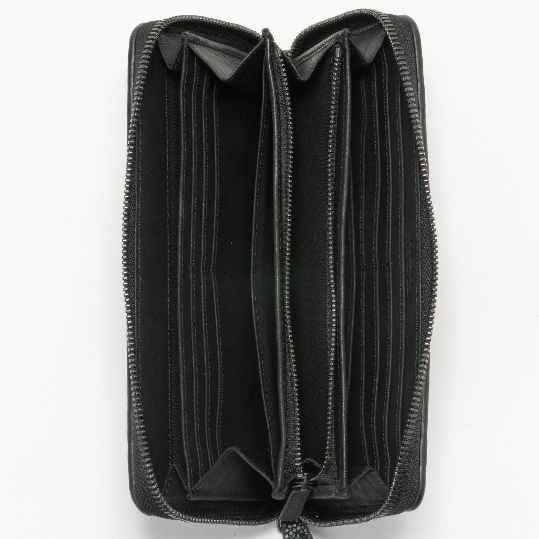 NOMADOI ガルーシャメッシュ ラウンドファスナー長財布 ブラック