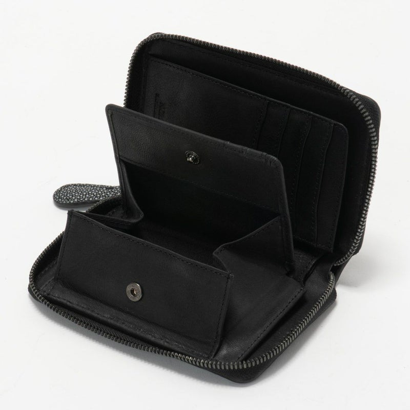 NOMADOI ガルーシャメッシュ ラウンドファスナー折り財布 ブラック