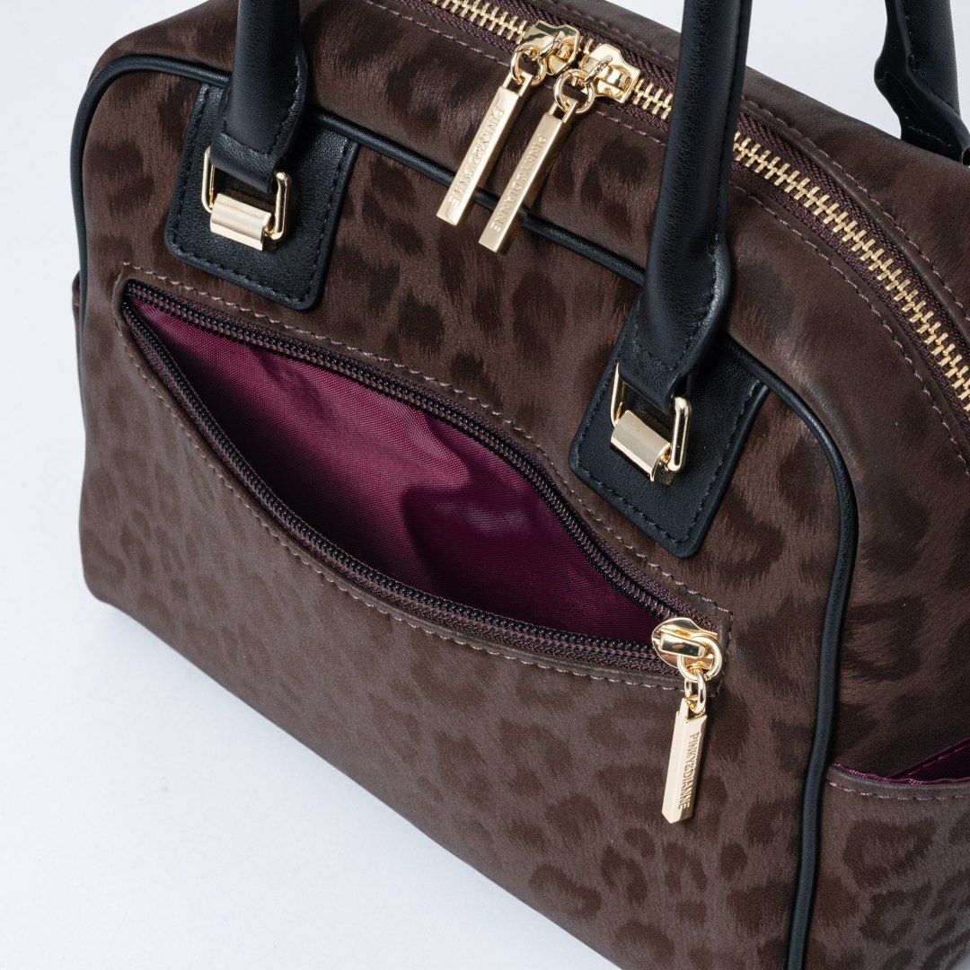 PINKY&DIANNE ソフトレオパード 2WAYボストン ブラウン