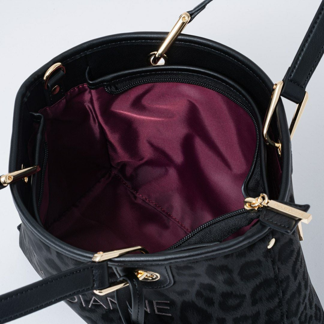 PINKY&DIANNE ソフトレオパード 2WAYハンド ブラック