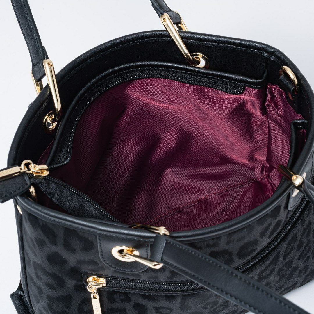 PINKY&DIANNE ソフトレオパード 2WAYハンド ブラック