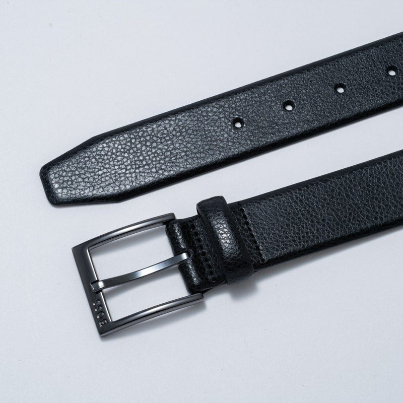  BOSS Elloy レザーベルト＆ガンメタリックバックル（110）【HBMB5037】 ブラック