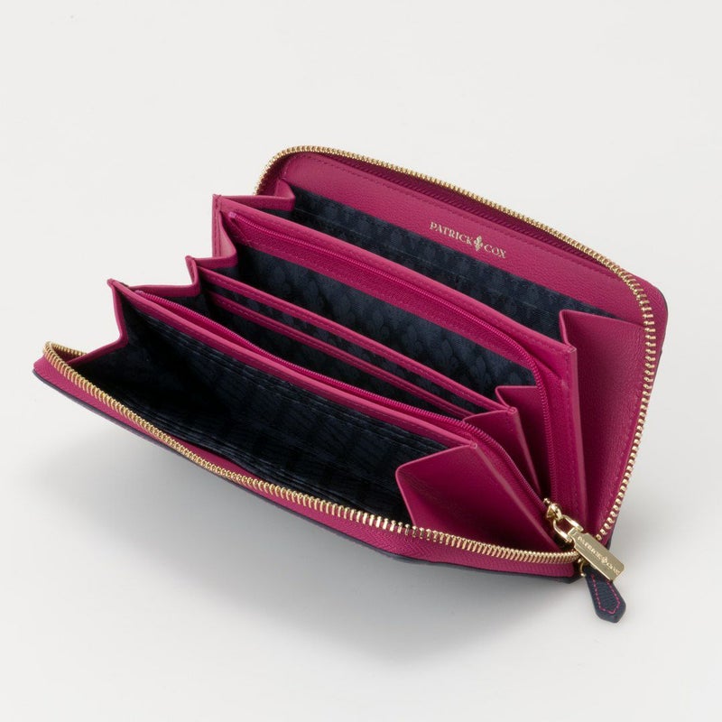PATRICK COX カラーサンダル ラウンドファスナー長財布 ネイビー
