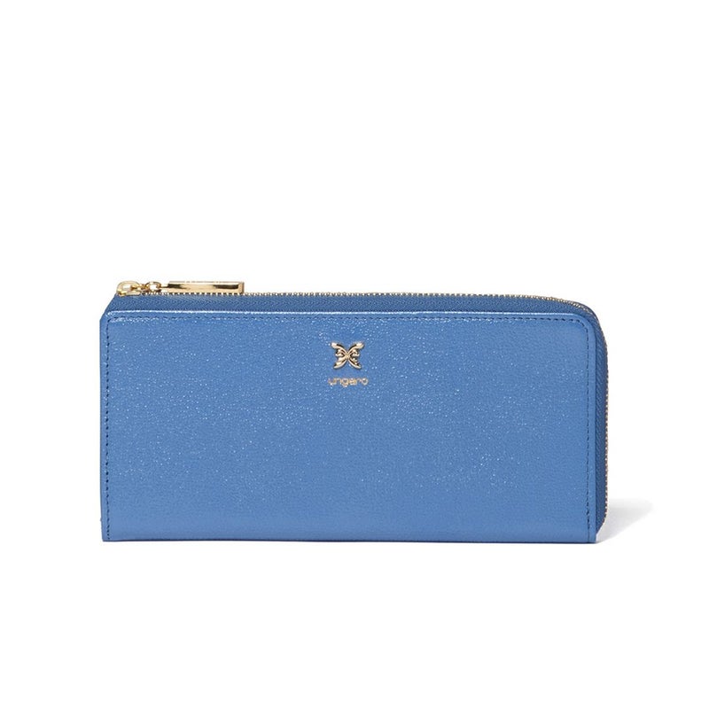 U by ungaroパピヨン L字ファスナー長財布 ブルー