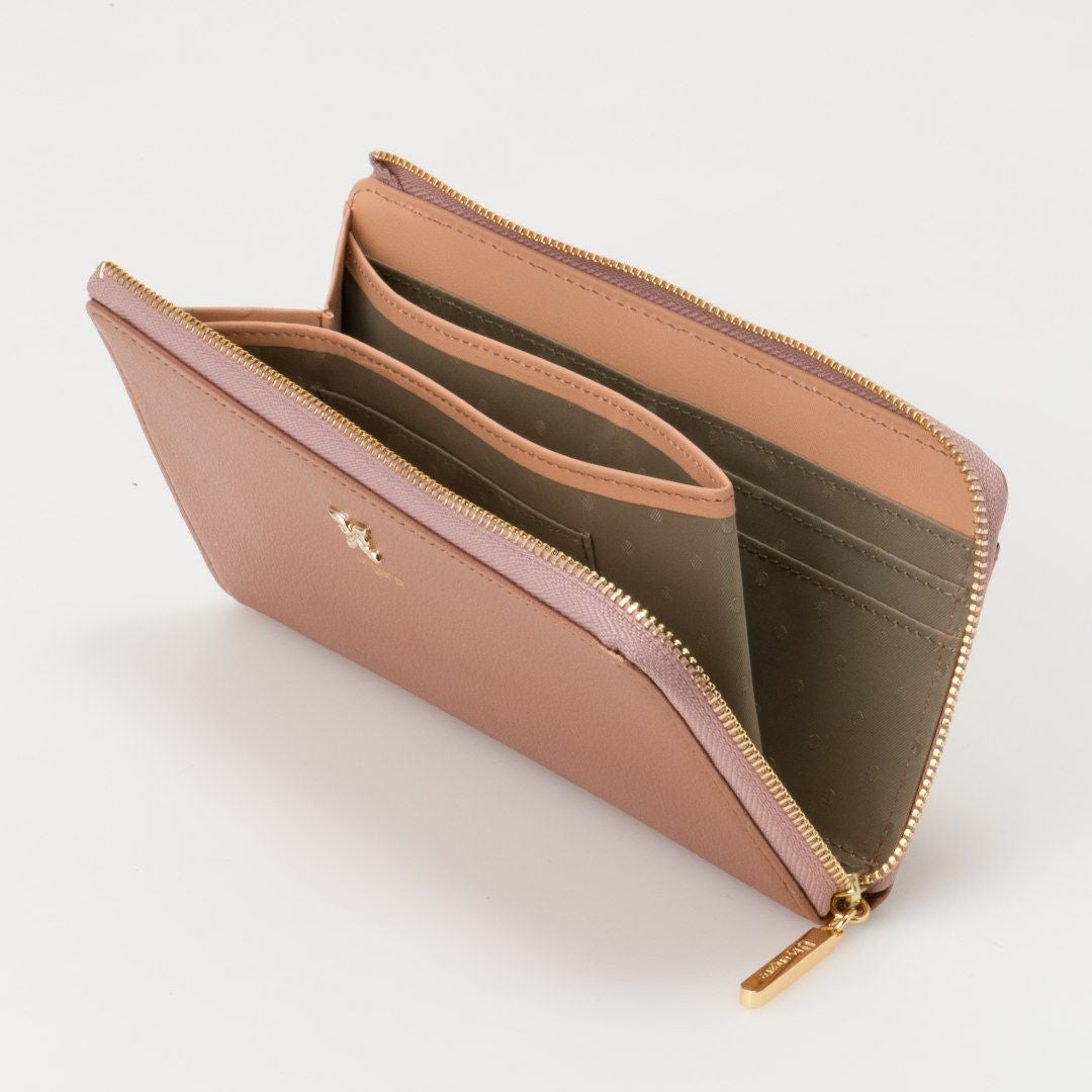 U by ungaroパピヨン L字ファスナー長財布 ピンクゴールド