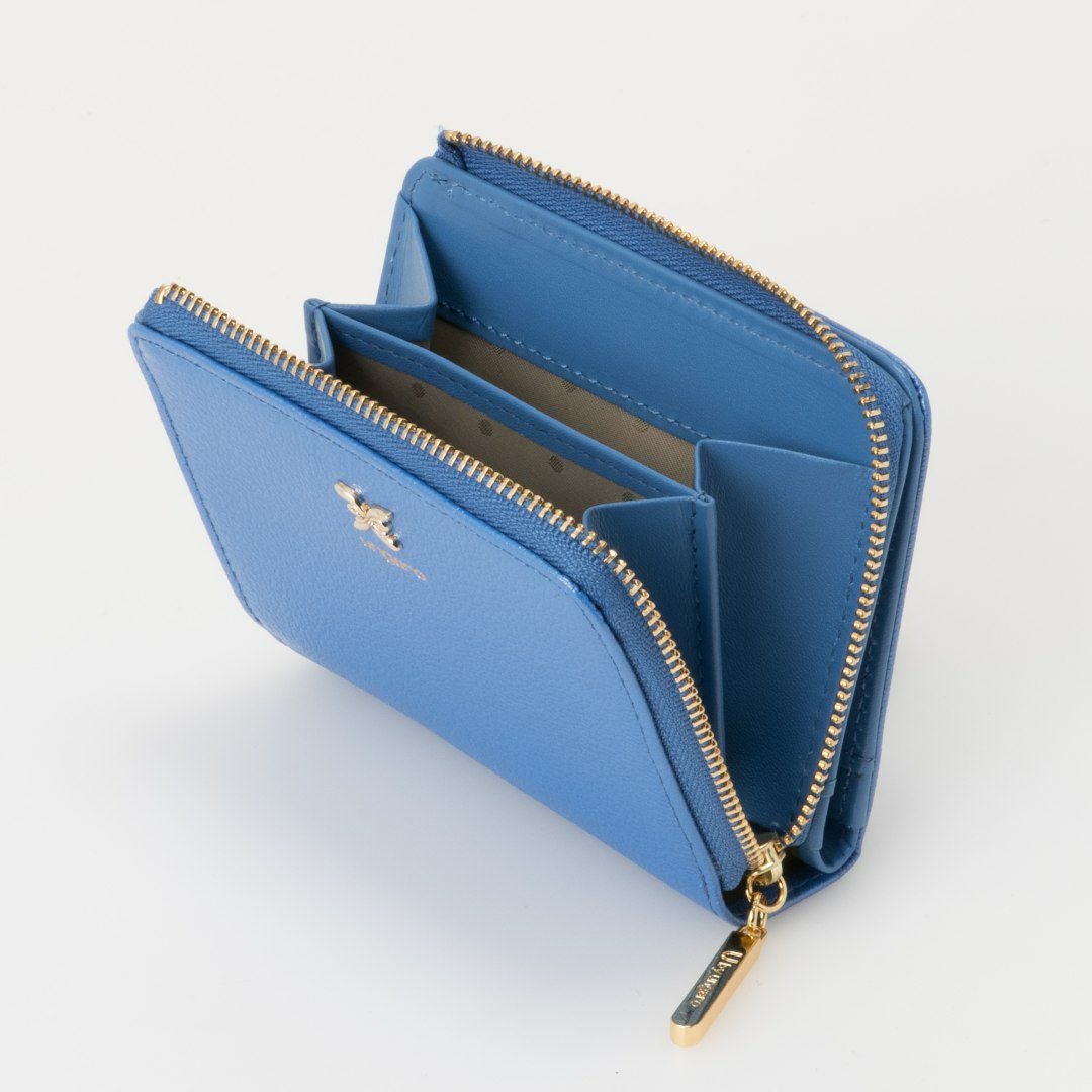 U by ungaroパピヨン L字ファスナー折り財布 ブルー