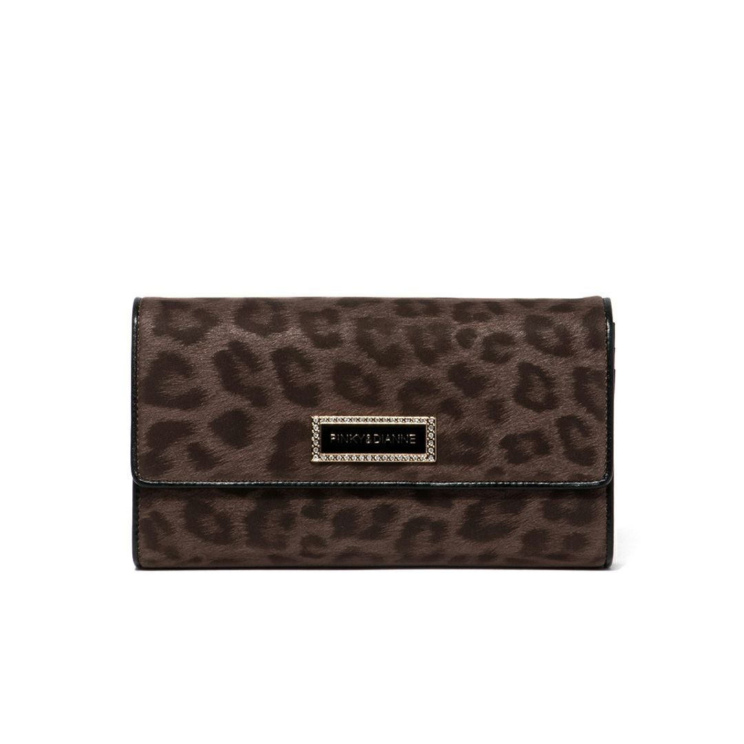 PINKY&DIANNEソフトレオパード 長財布 ブラウン