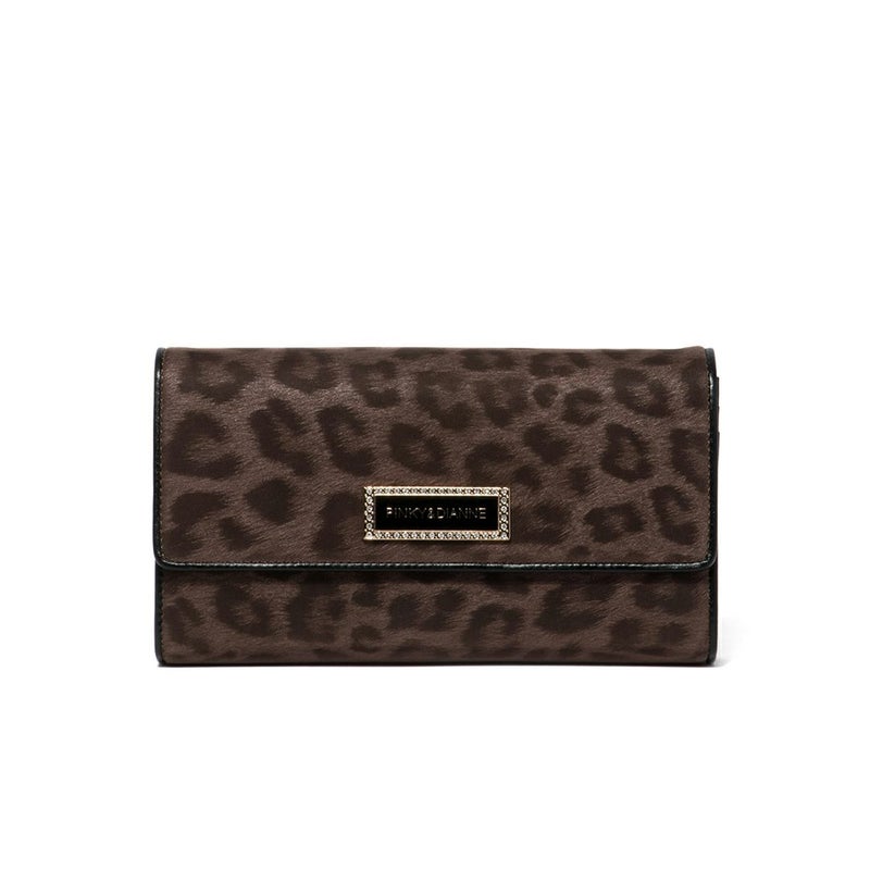 PINKY&DIANNEソフトレオパード 長財布 ブラウン