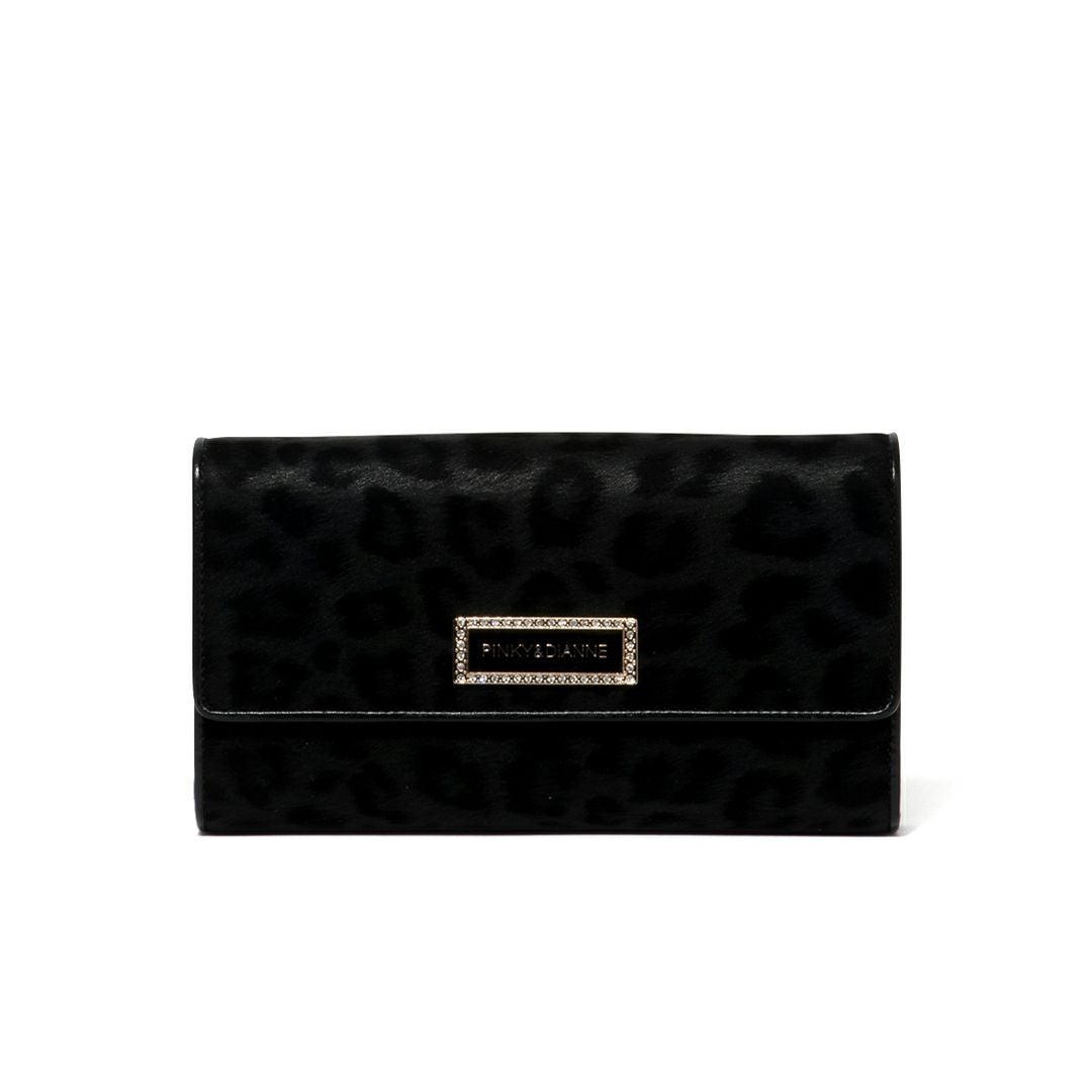 PINKY&DIANNEソフトレオパード 長財布 ブラック