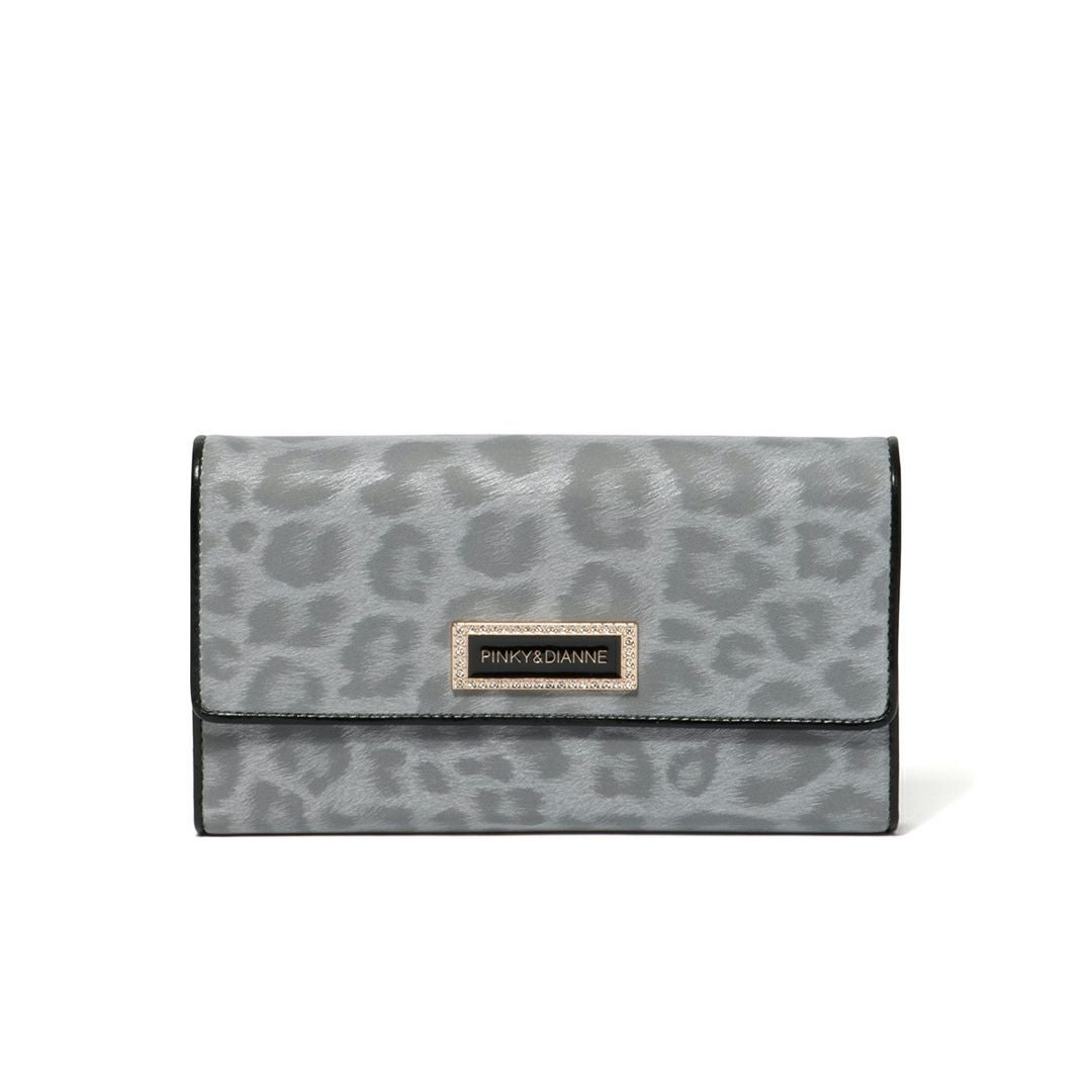 PINKY&DIANNEソフトレオパード 長財布 グレー