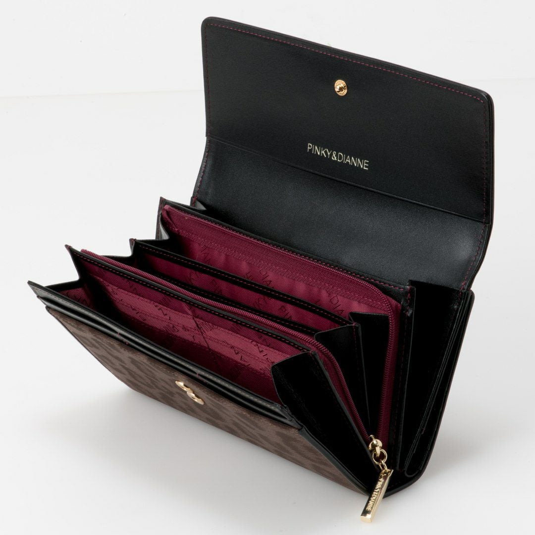 PINKY&DIANNEソフトレオパード 長財布 ブラウン