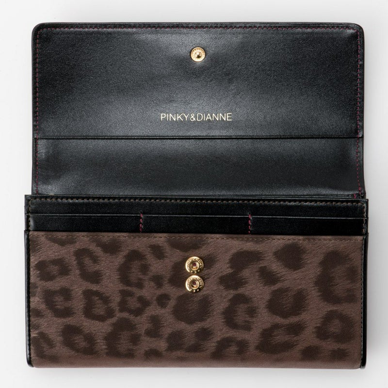 PINKY&DIANNEソフトレオパード 長財布 ブラウン