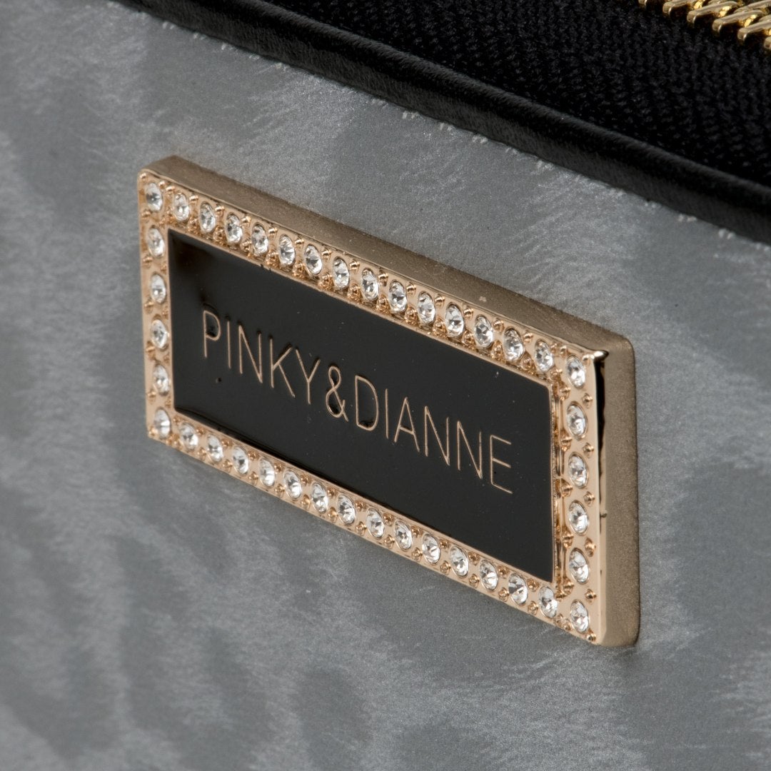 PINKY&DIANNE ソフトレオパード ラウンドファスナー長財布 グレー