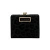 PINKY&DIANNEソフトレオパード 口金折り財布 ブラック
