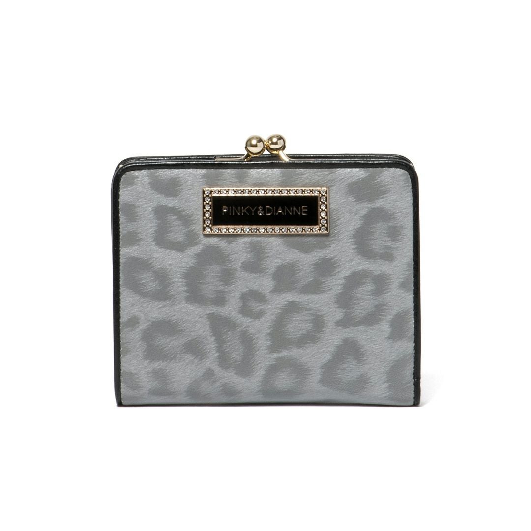 PINKY&DIANNEソフトレオパード 口金折り財布 グレー