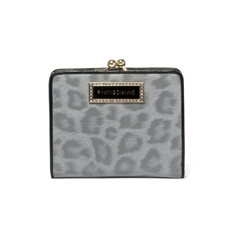 PINKY&DIANNEソフトレオパード 口金折り財布 グレー