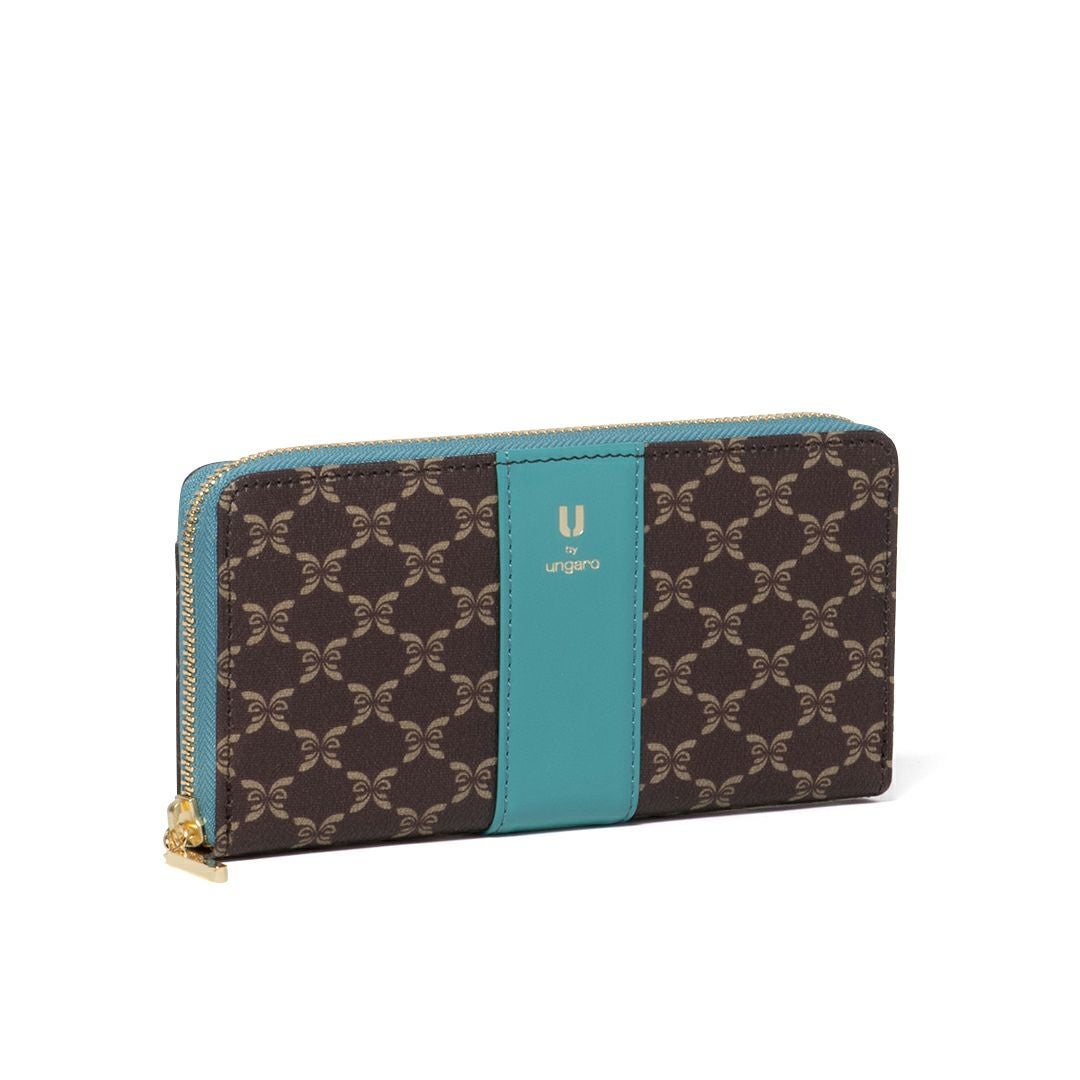 U by ungaro ミレーユ ラウンドファスナー長財布 ターコイズブルー 