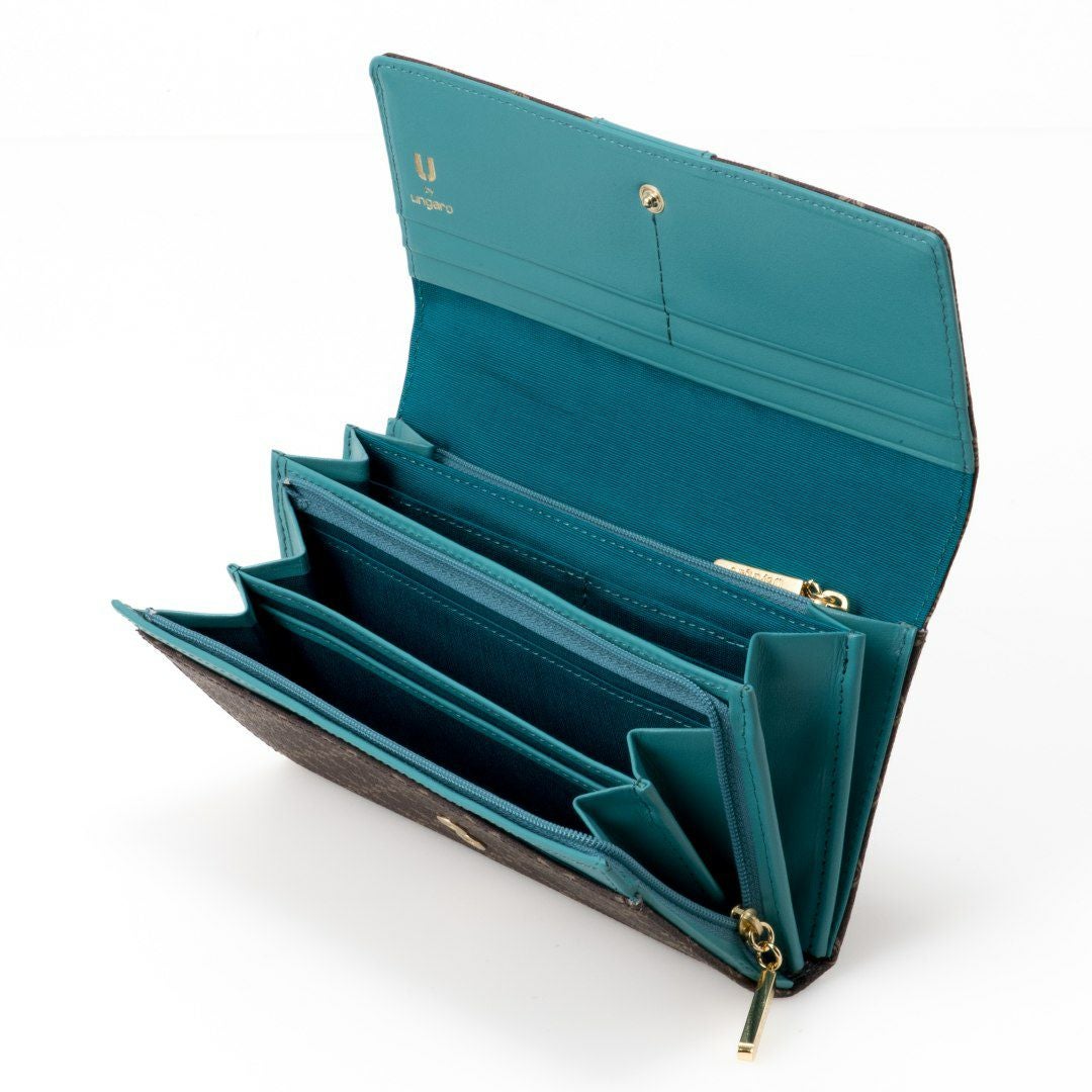 U by ungaro ミレーユ ダブルファスナー長財布 ターコイズブルー