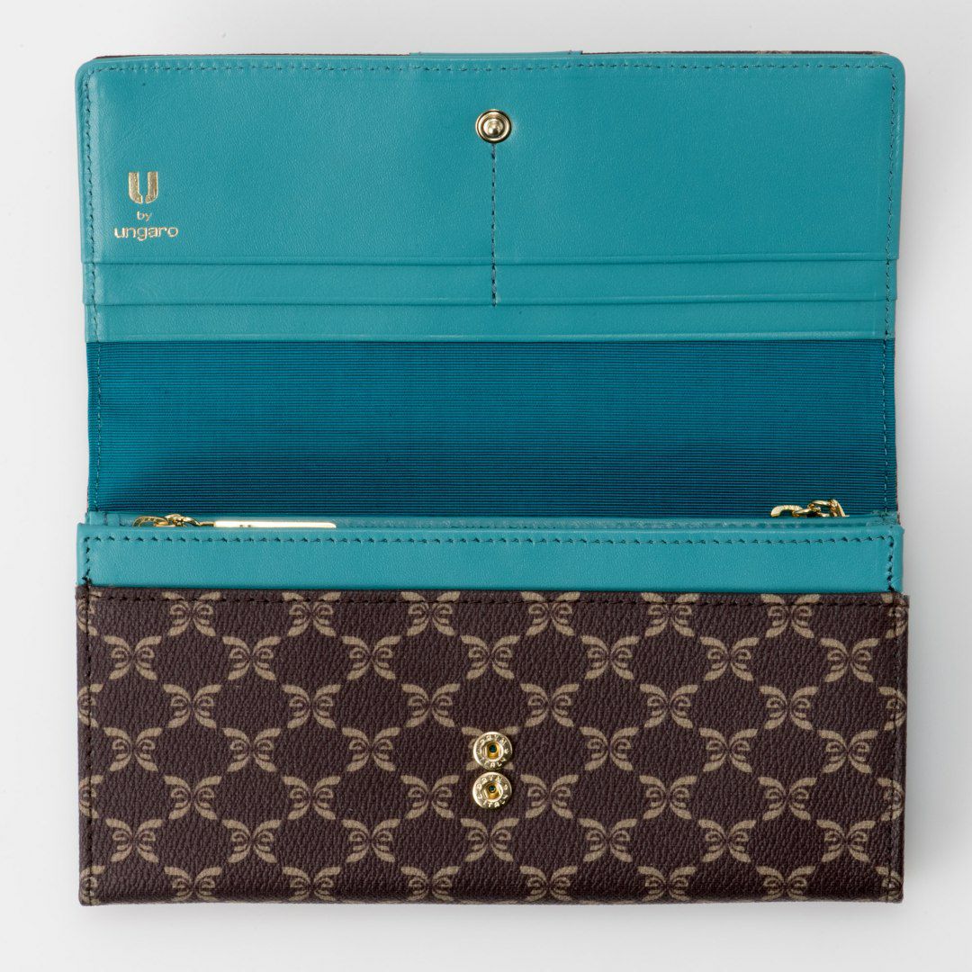 U by ungaro ミレーユ ダブルファスナー長財布 ターコイズブルー