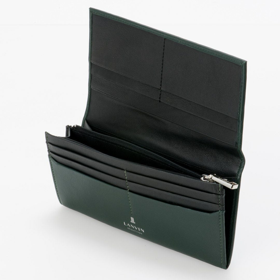 LANVIN COLLECTION SHEEP LEATHER かぶせ型長財布 グリーン