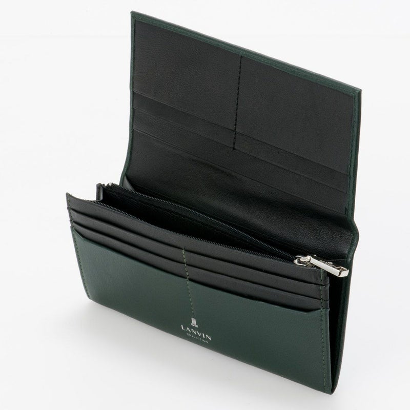 LANVIN COLLECTION SHEEP LEATHER かぶせ型長財布 グリーン