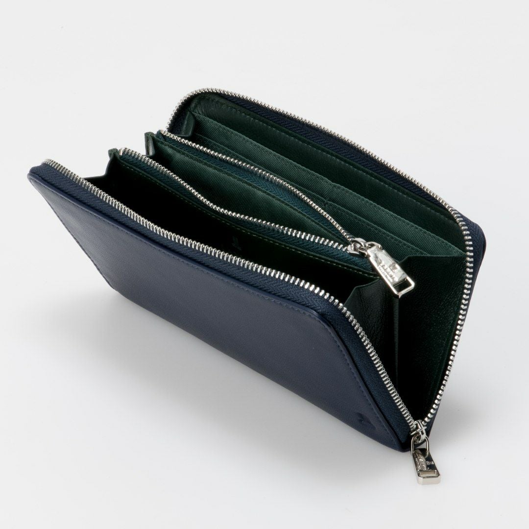 LANVIN COLLECTION SHEEP LEATHER ラウンドファスナー型長財布 ネイビー