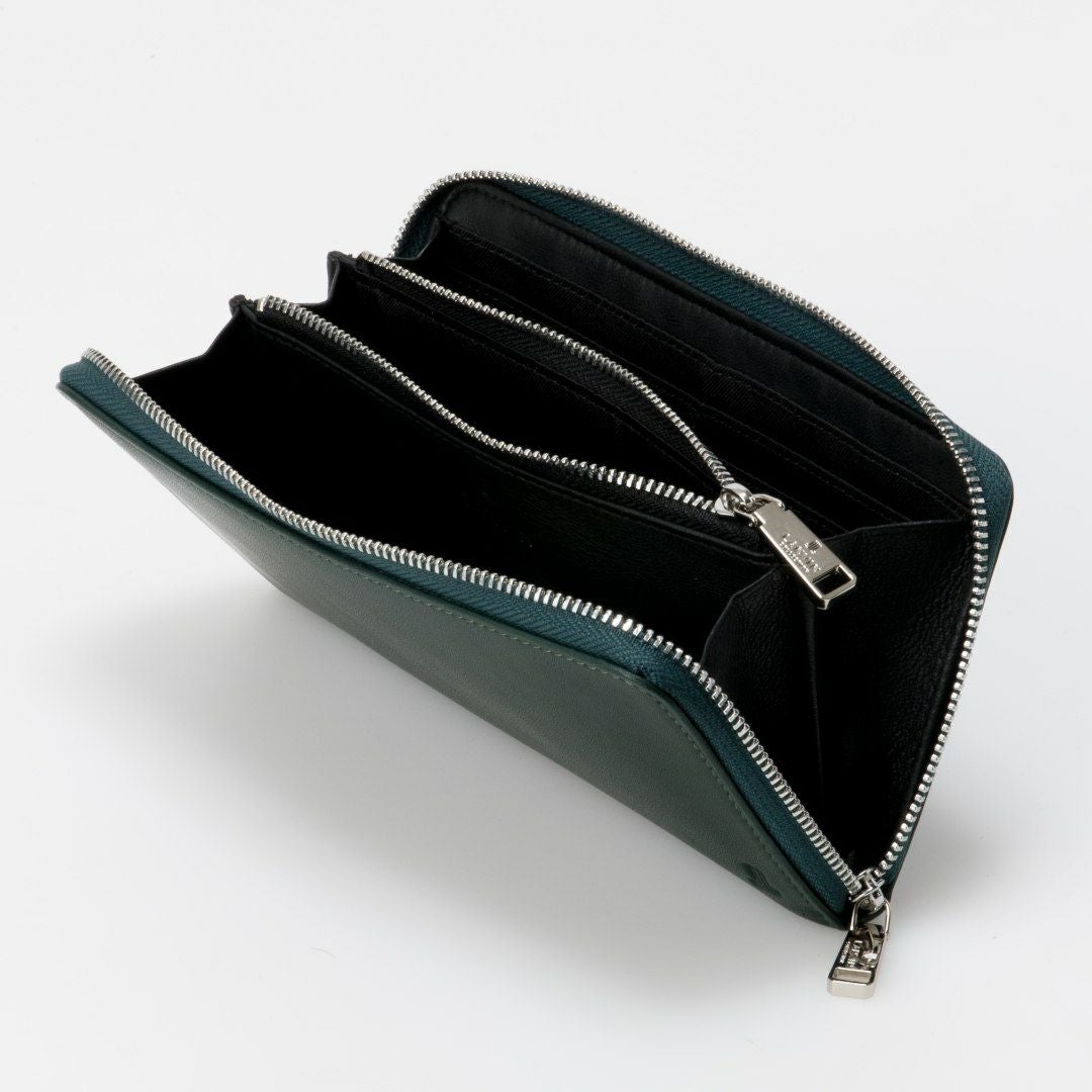 LANVIN COLLECTION SHEEP LEATHER ラウンドファスナー型長財布 グリーン