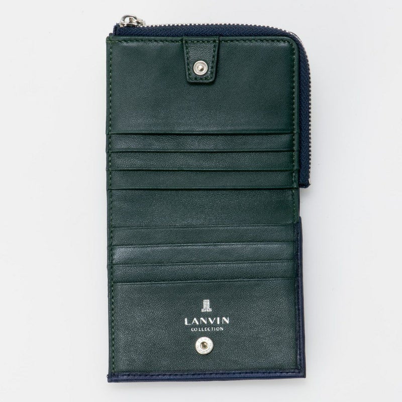 LANVIN COLLECTION SHEEP LEATHER L字ファスナー折り財布 ネイビー