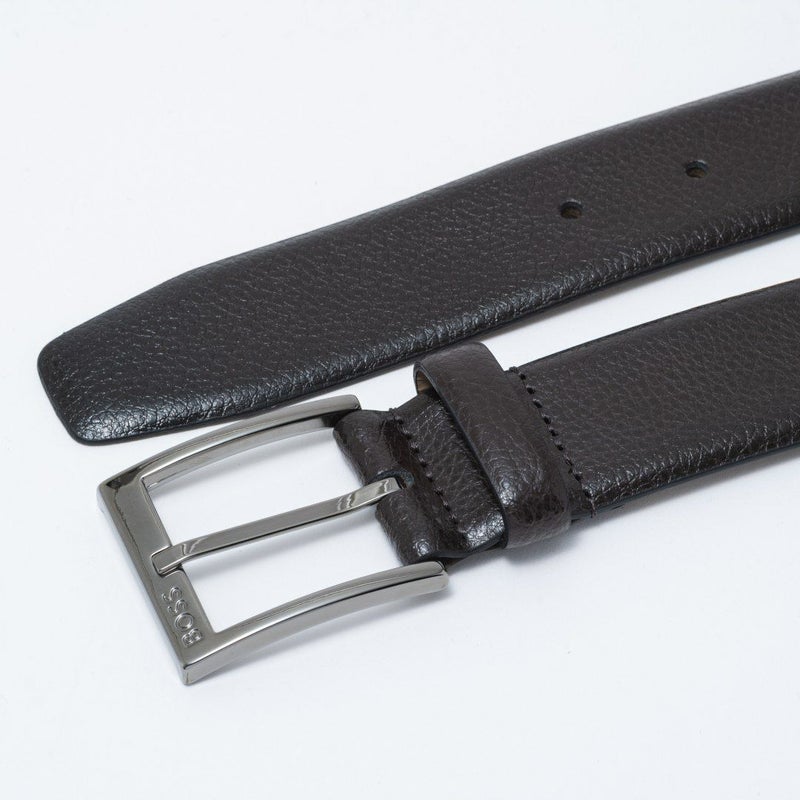 BOSS Elloy イタリアングレインレザーベルト＆ピンバックル(85)【HBMB6032】 ダークブラウン