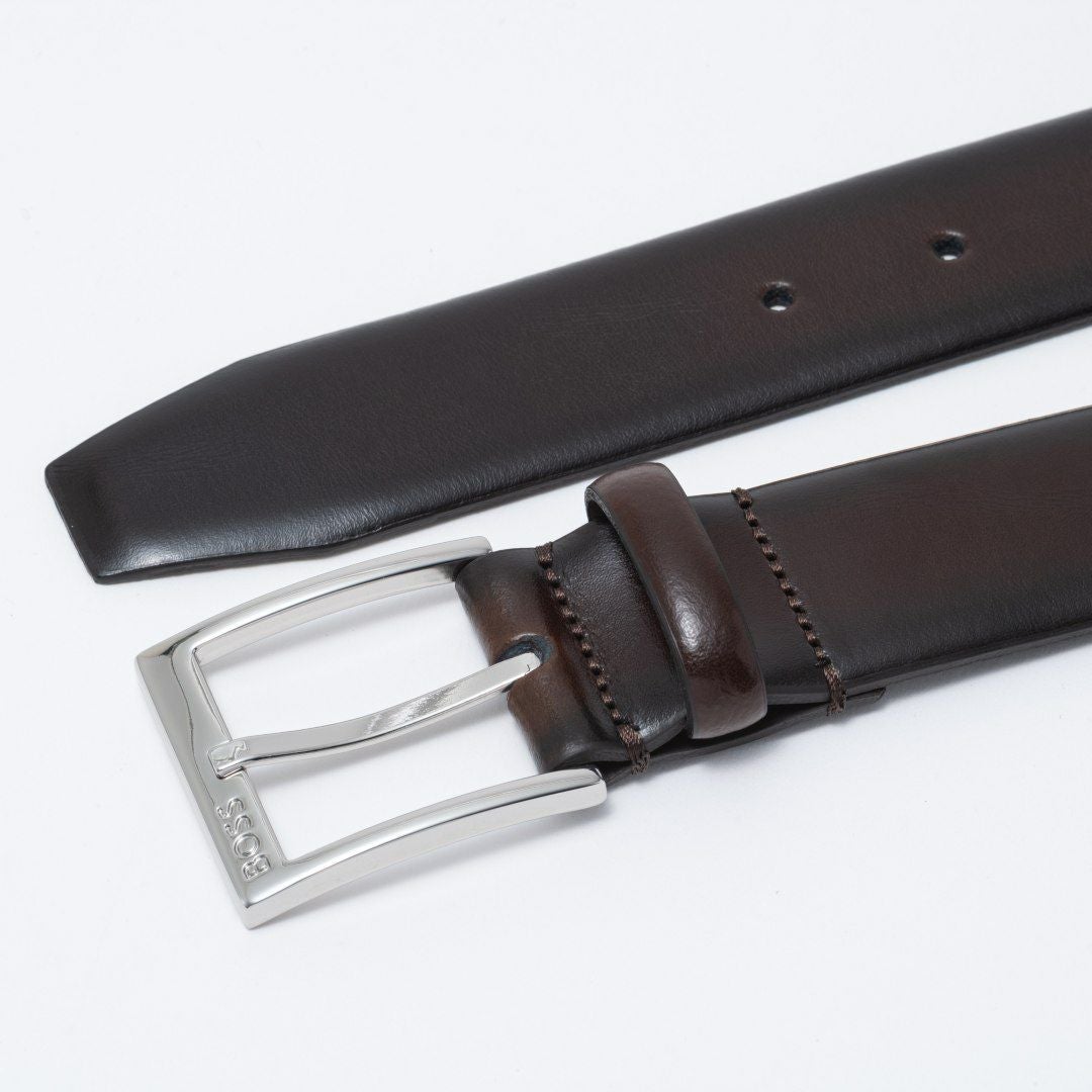 BOSS Elloy イタリア製ベルト ロゴバックル(85)【HBMB6042】 チョコ