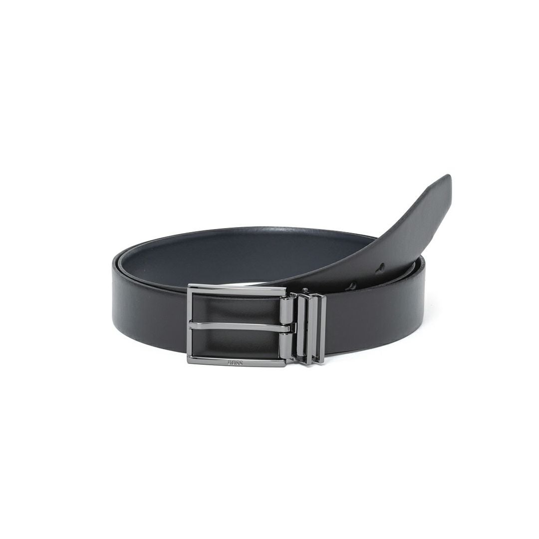BOSS Gomero イタリアンレザーリバーシブルベルト ピン＆プレート【HBMB6010】 ブラック