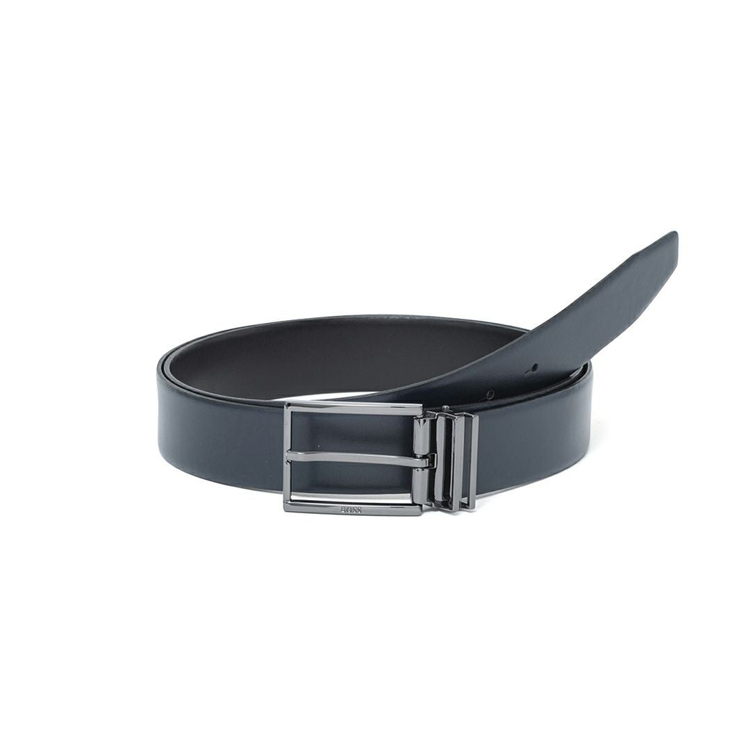 BOSS Gomero イタリアンレザーリバーシブルベルト ピン＆プレート【HBMB6010】 ブラック