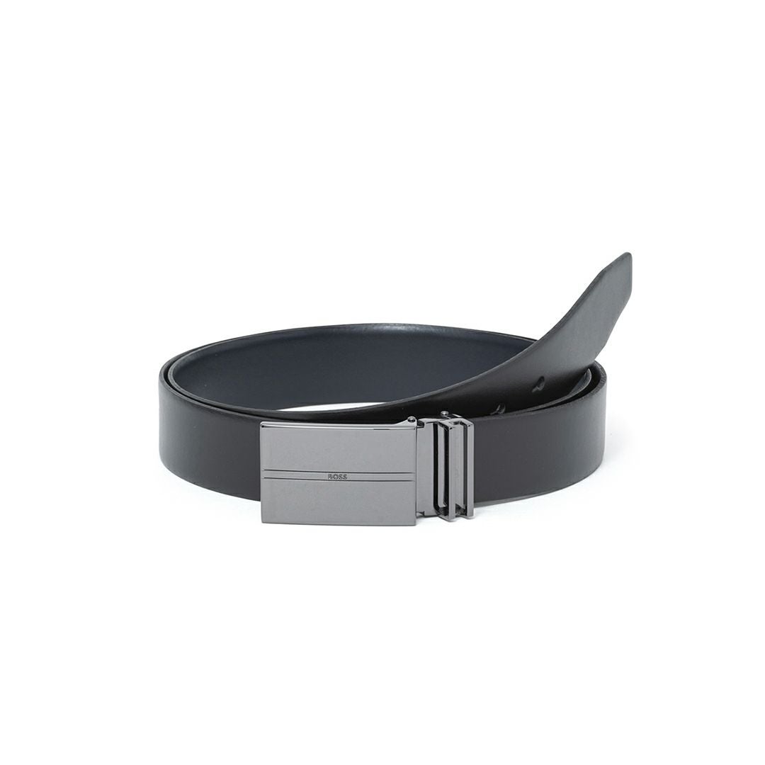 BOSS Gomero イタリアンレザーリバーシブルベルト ピン＆プレート【HBMB6010】 ブラック