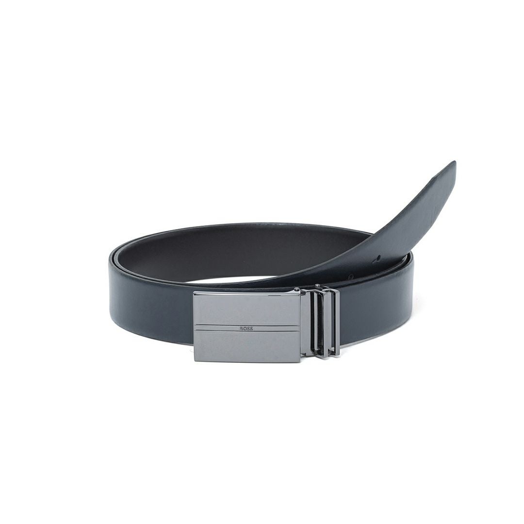 BOSS Gomero イタリアンレザーリバーシブルベルト ピン＆プレート【HBMB6010】 ブラック