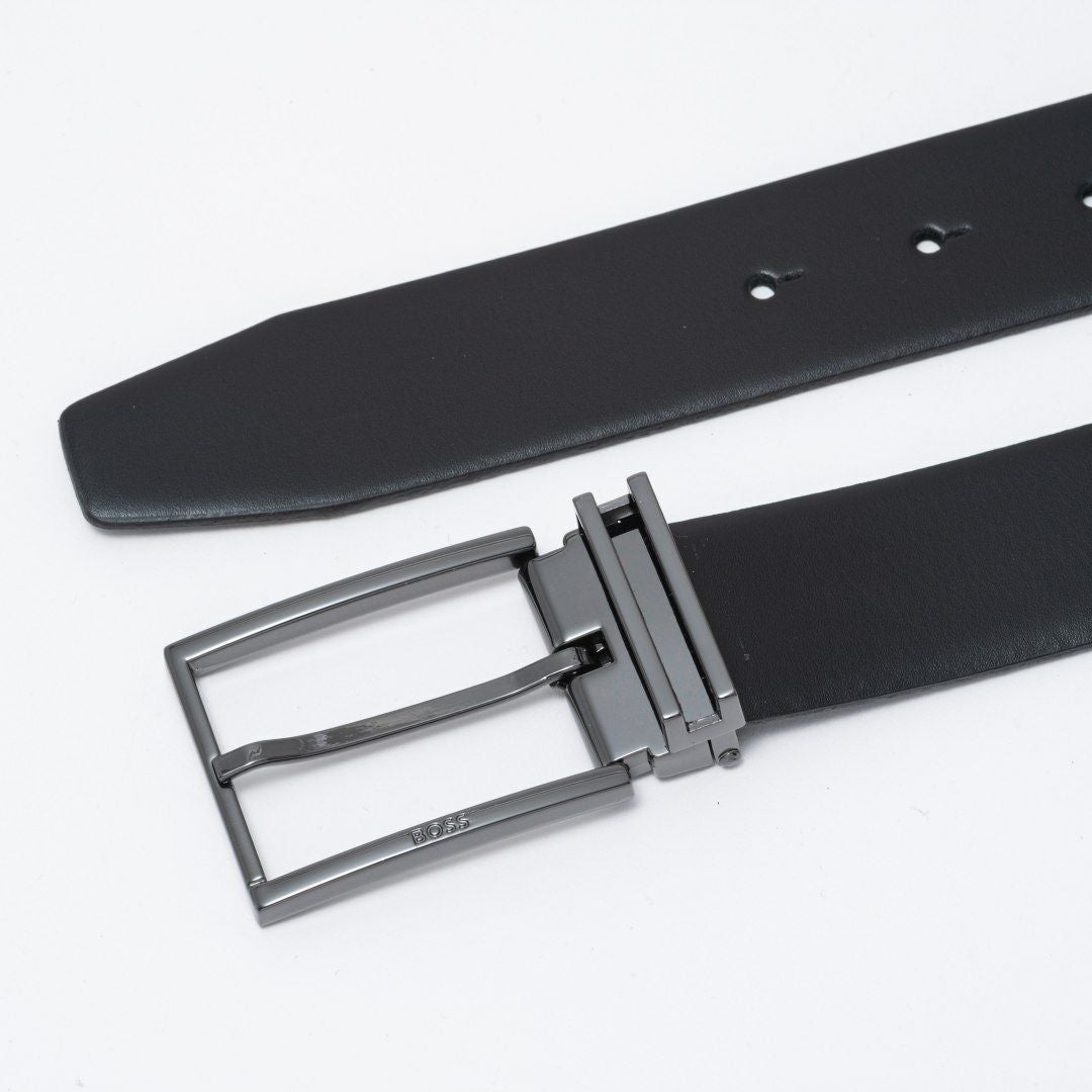 BOSS Gomero イタリアンレザーリバーシブルベルト ピン＆プレート【HBMB6010】 ブラック