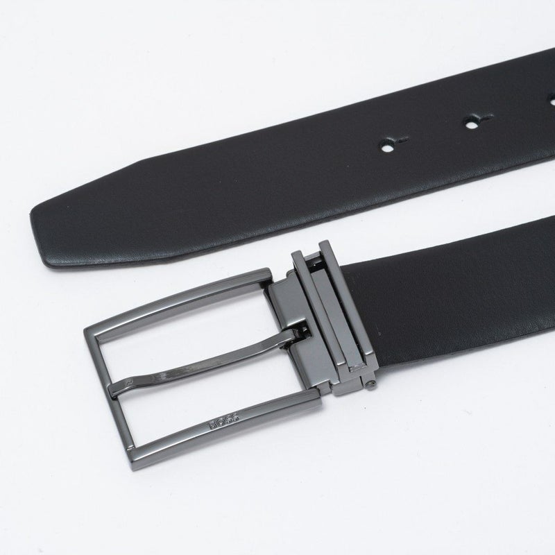 BOSS Gomero イタリアンレザーリバーシブルベルト ピン＆プレート【HBMB6010】 ブラック