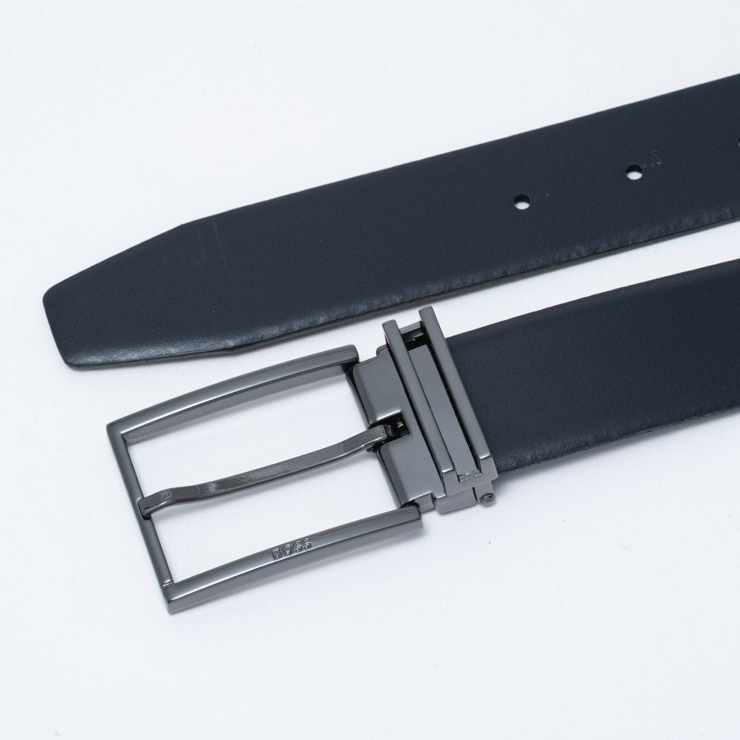 BOSS Gomero イタリアンレザーリバーシブルベルト ピン＆プレート【HBMB6010】 ブラック