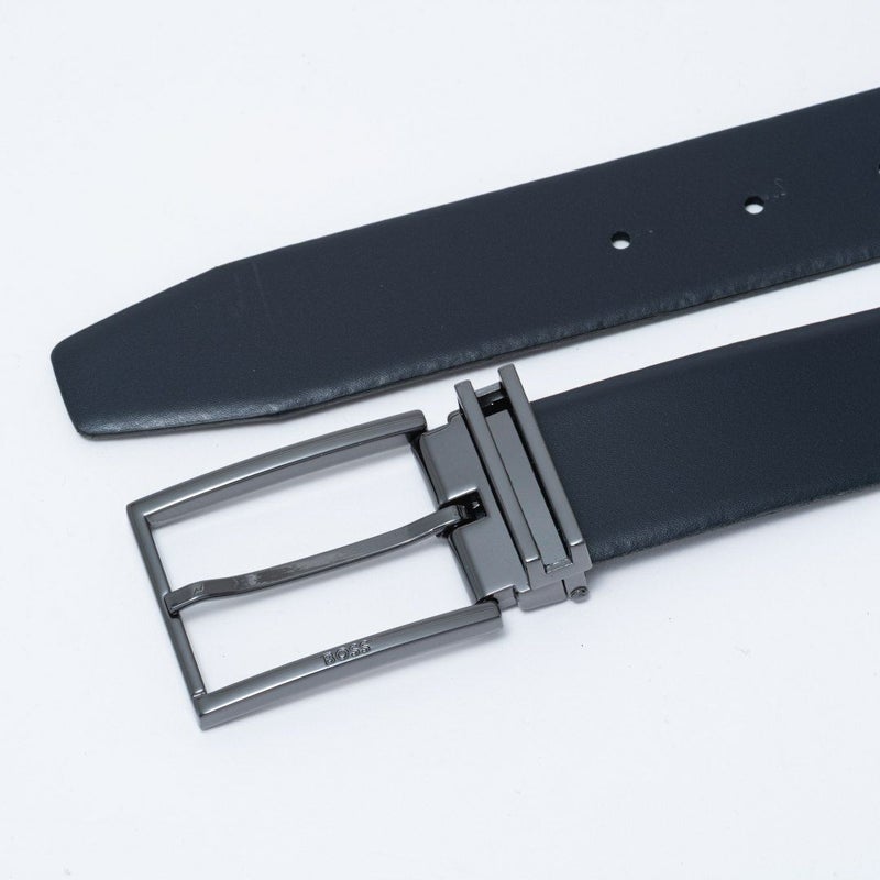 BOSS Gomero イタリアンレザーリバーシブルベルト ピン＆プレート【HBMB6010】 ブラック