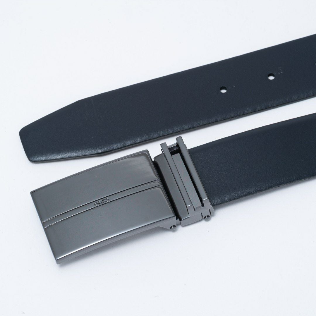 BOSS Gomero イタリアンレザーリバーシブルベルト ピン＆プレート【HBMB6010】 ブラック