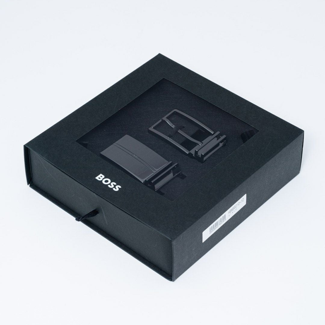 BOSS Gomero イタリアンレザーリバーシブルベルト ピン＆プレート【HBMB6010】 ブラック