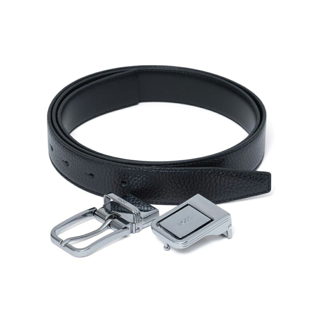 BOSS Madison イタリアンレザーリバーシブルベルト ピン＆プレート【HBMB6020】 ブラック