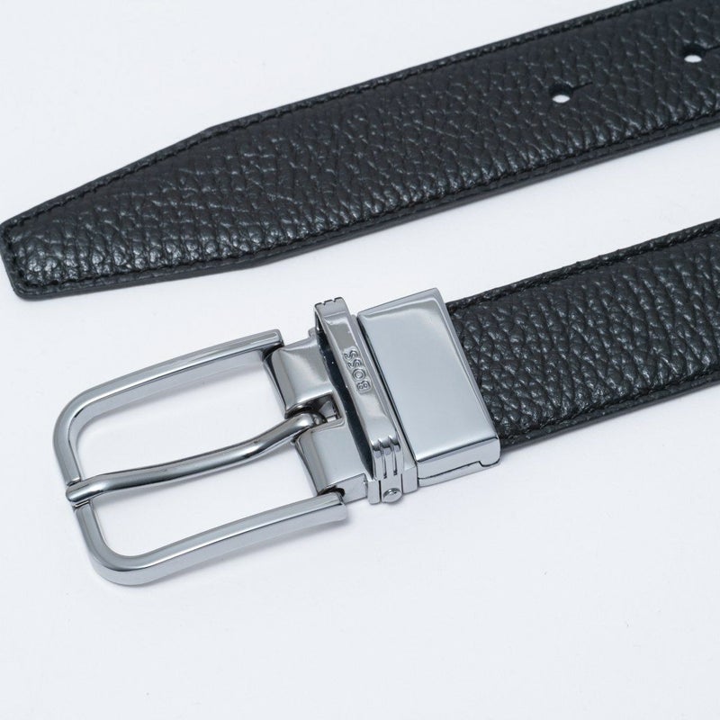 BOSS Madison イタリアンレザーリバーシブルベルト ピン＆プレート【HBMB6020】 ブラック